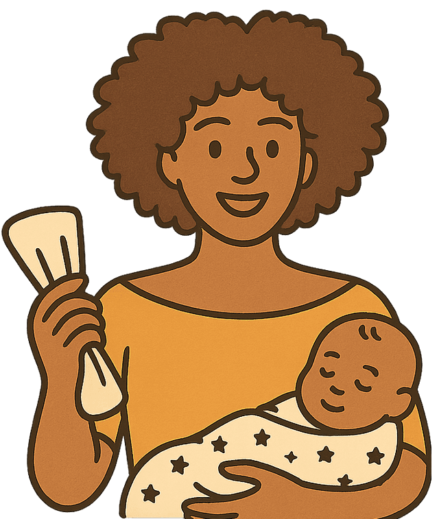 Illustration of a nanny caring for a baby